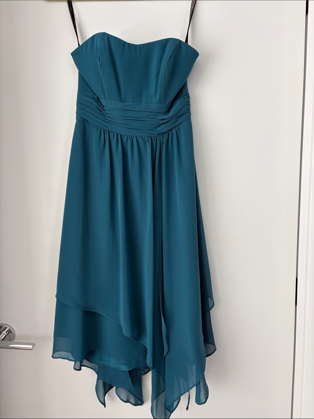 Alfred Angelo Teal Strapless Chiffon Dress